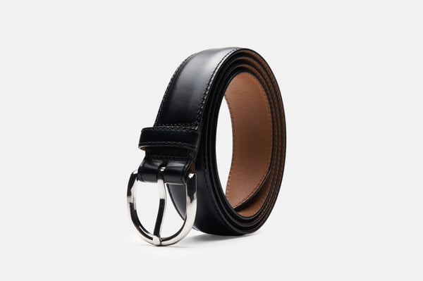 Men's Black Calf Leather Belt – Silver Brass Buckle | MORJAS