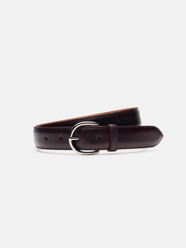 Men's Black Calf Leather Belt – Silver Brass Buckle | MORJAS
