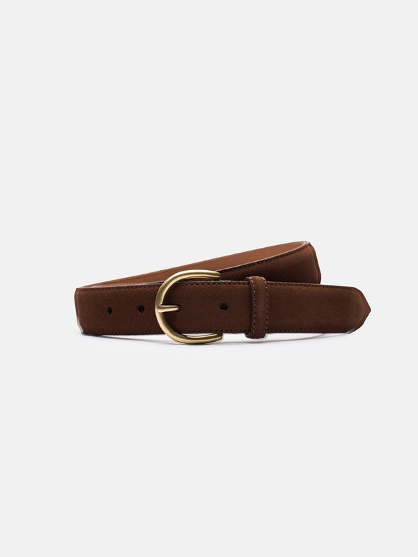 NOAH (ノア) Two-Tone Suede Belt グリーン×ベージュ 28 Nubuck Suede Belt with Italian Horn Tipset - w.kleinberg