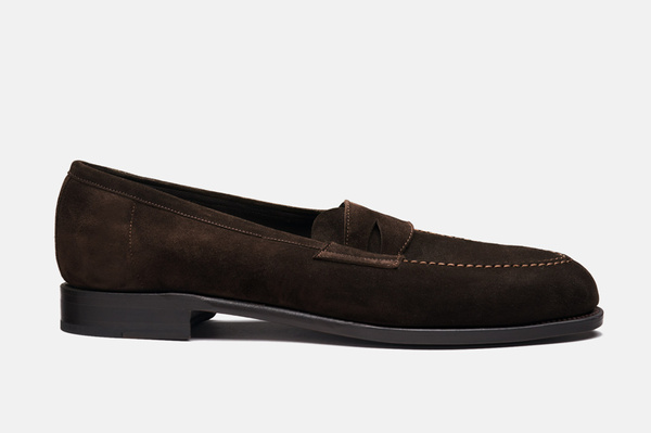 MORJAS ダークブラウン スエード ローファーUK 7.5 The Penny Loafer - Brown Suede - Unlined | MORJAS