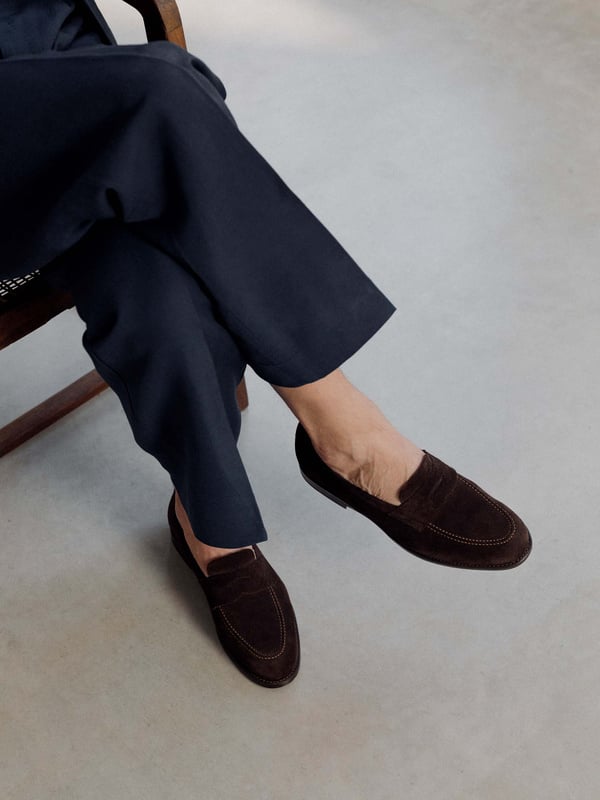 The Penny Loafer – Brown Suede – Unlined | MORJAS