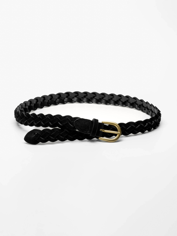 Men's Black Wide Braided Belt – Gold Buckle | MORJAS